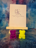 Bubblegum teddy bear soap in purple and yellow, ForgetMeKnot Fragrance