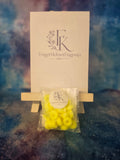 Midsummer Night wax melts in donut shapes, pack of 25, in branded ForgetMeKnot Fragrance packaging