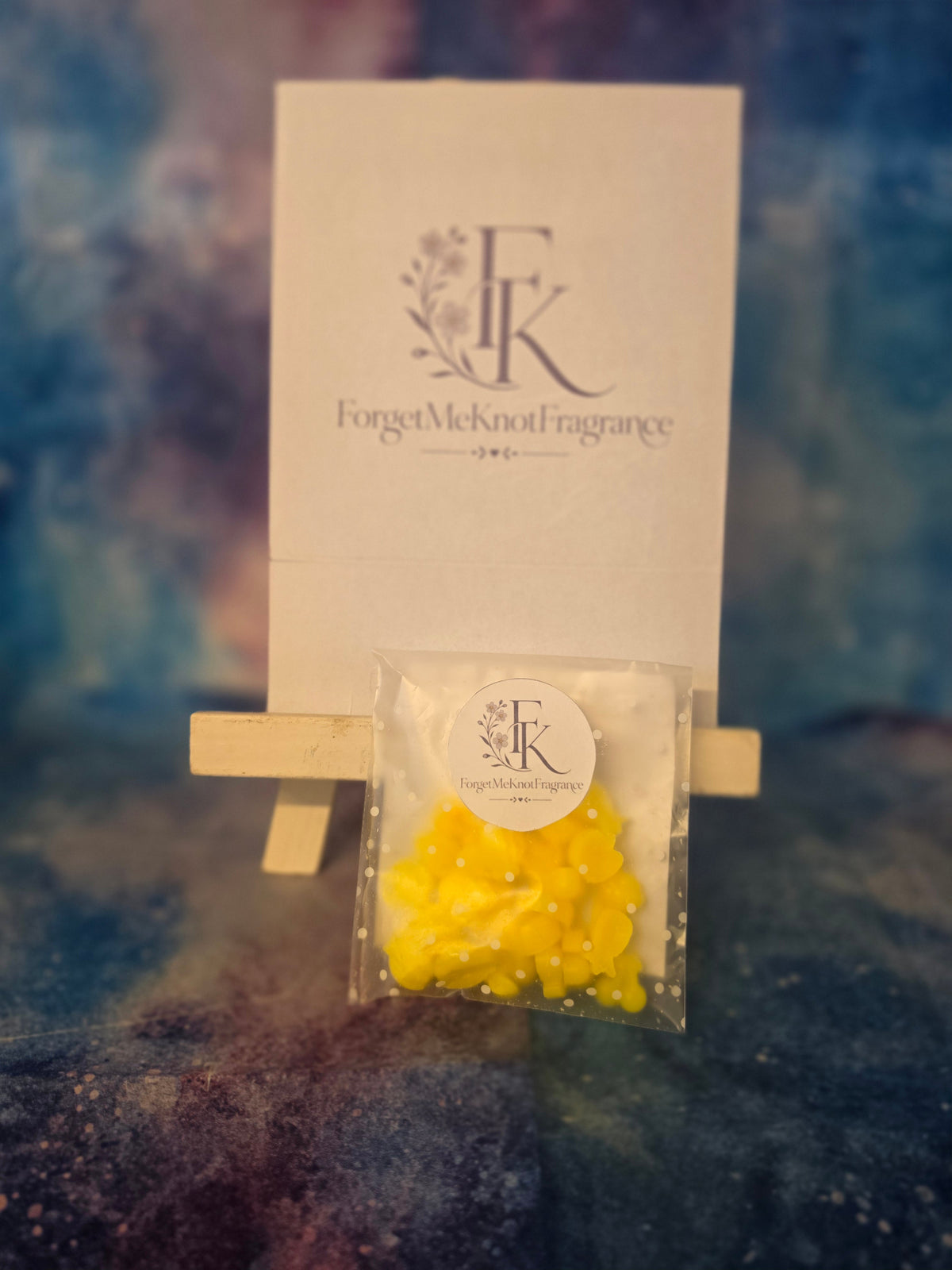 Millionaire Girl wax melts in fruit shapes, pack of 25, in branded ForgetMeKnot Fragrance packaging