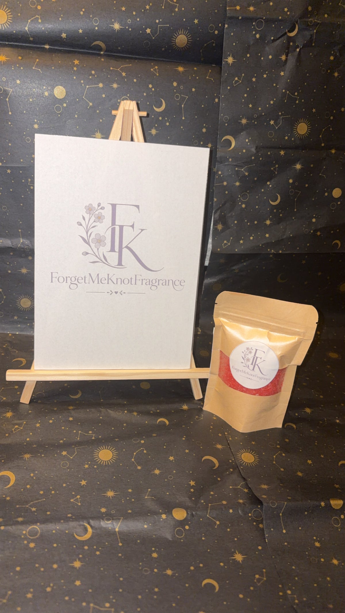 Dragons Blood Bath Salts in branded ForgetMeKnot Fragrance kraft pouch