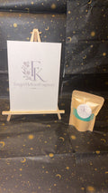 Frosted Eucalyptus Bath Salts in branded ForgetMeKnot Fragrance kraft pouch